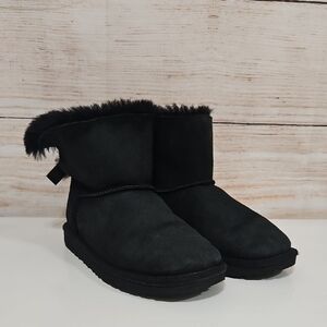 UGG Black Mini Bailey Bow II Kids Winter Boots 3